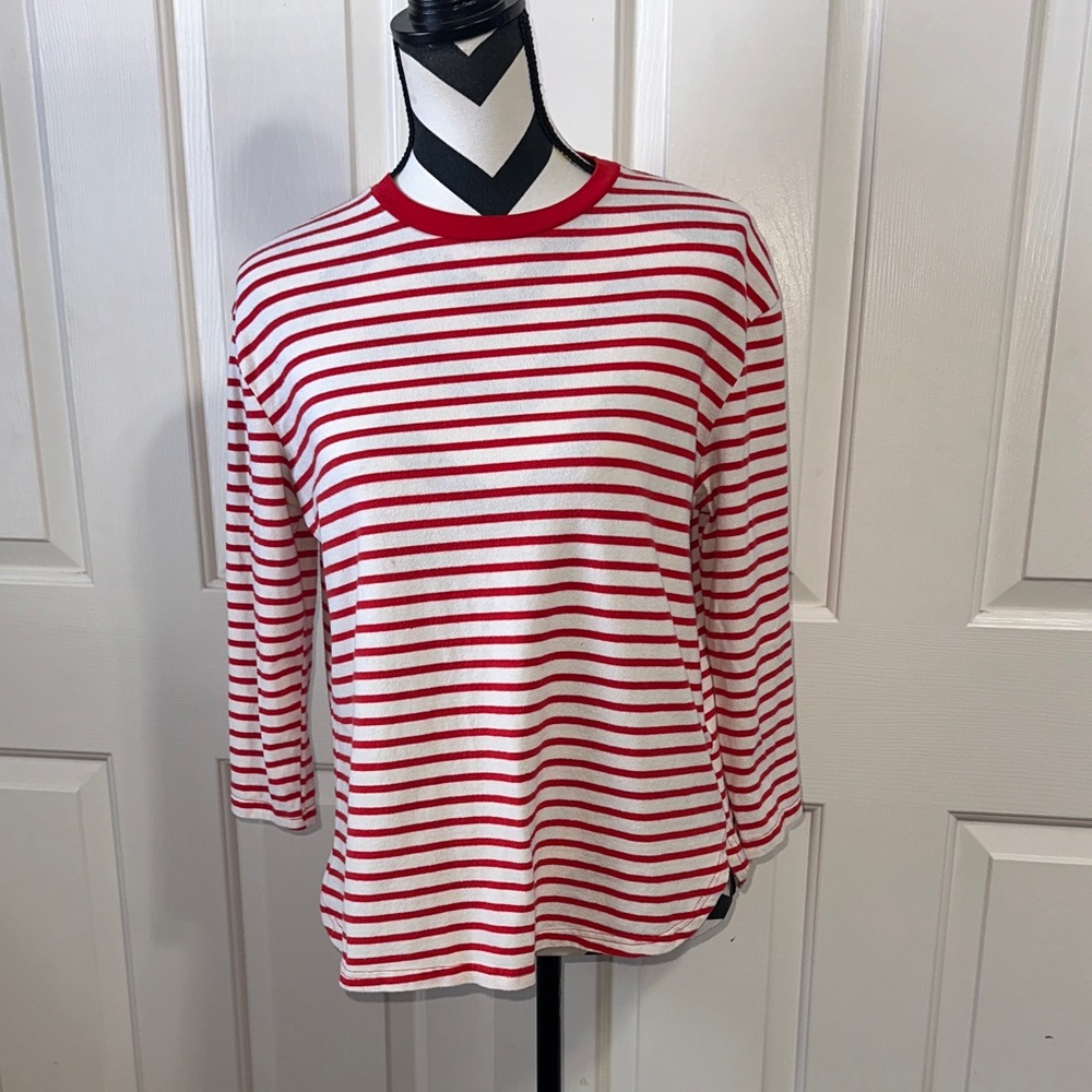 Pomander Place Red and White Striped Long Sleeve Top